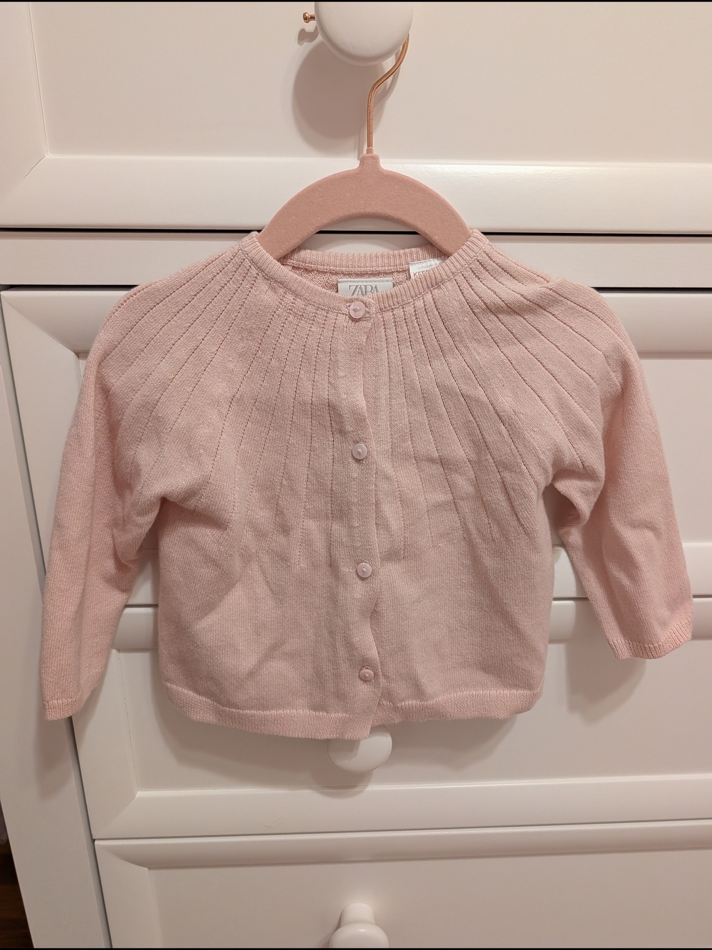 Zara Baby Girls' Pink Knit Cardigan 3 To 6 Months